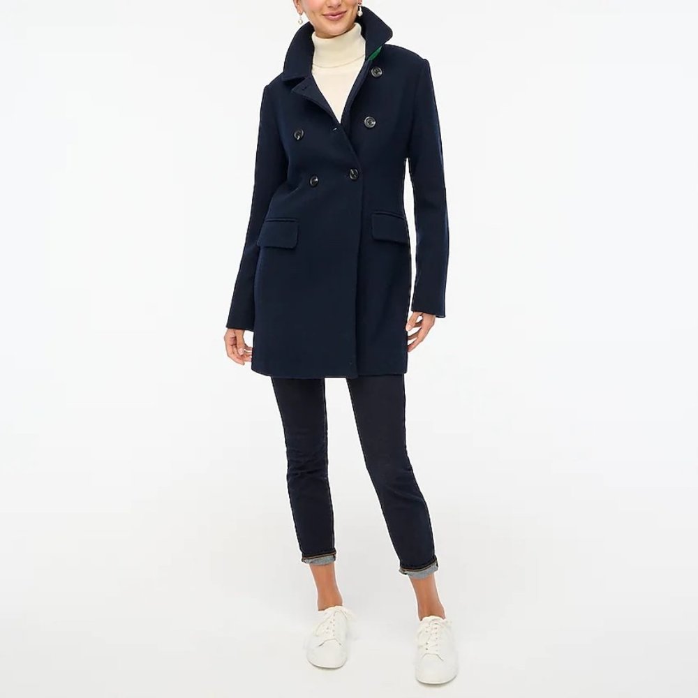 J. Crew Wool-blend Navy Blue topcoat New NWT